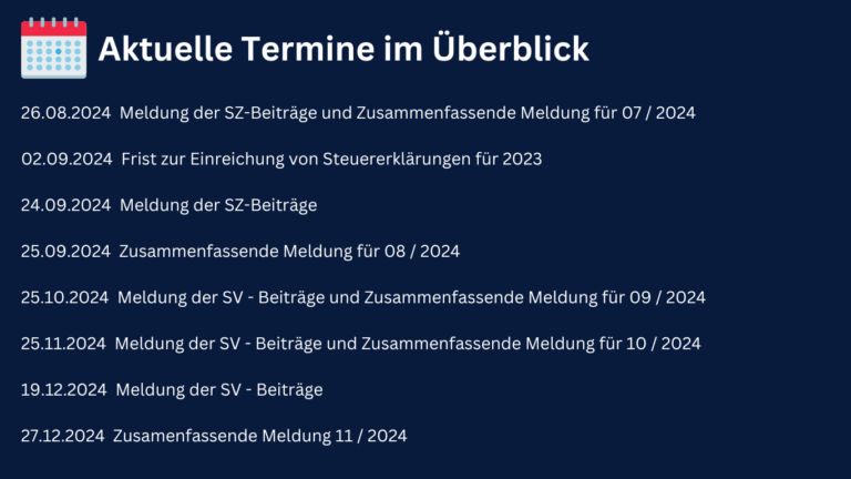 Aktuelle Termine im Überblick - Website